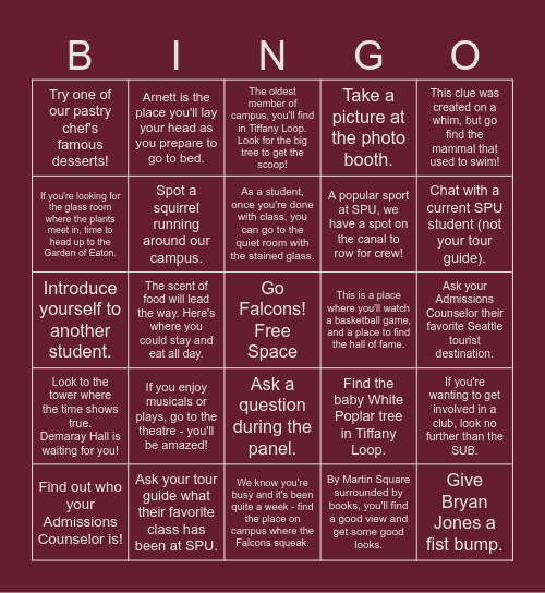 SPACE Bingo Card