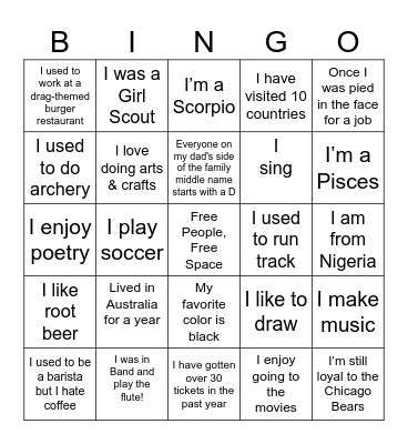 YAP Bingo Card