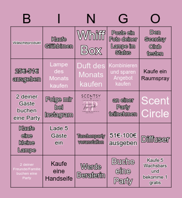 Tapis Scentsy Bingo Card