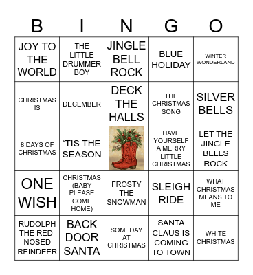 Black Cowboy Christmas Bingo Card