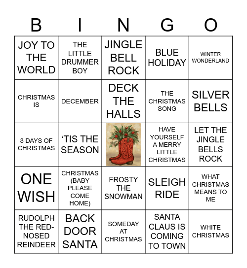 Black Cowboy Christmas Bingo Card