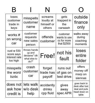 just for laughs Bingo Card