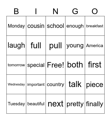 LAS Links Bingo Card