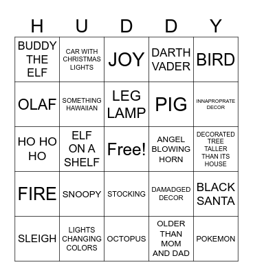 CHRISTMAS Bingo Card