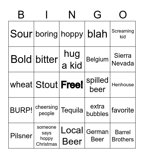 Tom's Beer Bingo Card