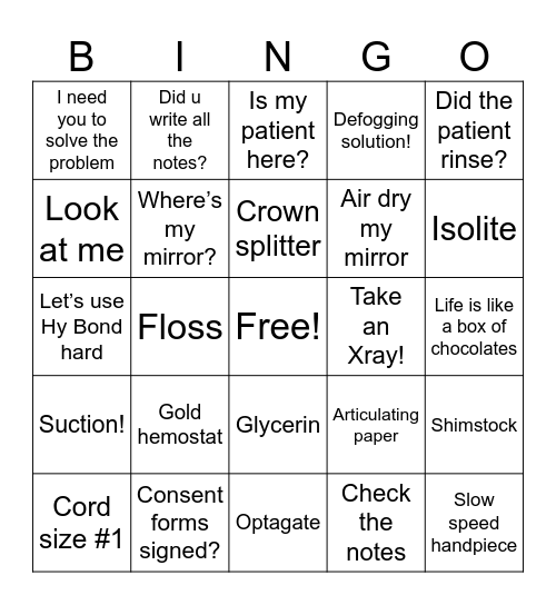 Dr.Dehni Bingo 🦷🪥 Bingo Card