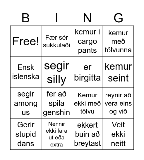 Untitled Bingo Card