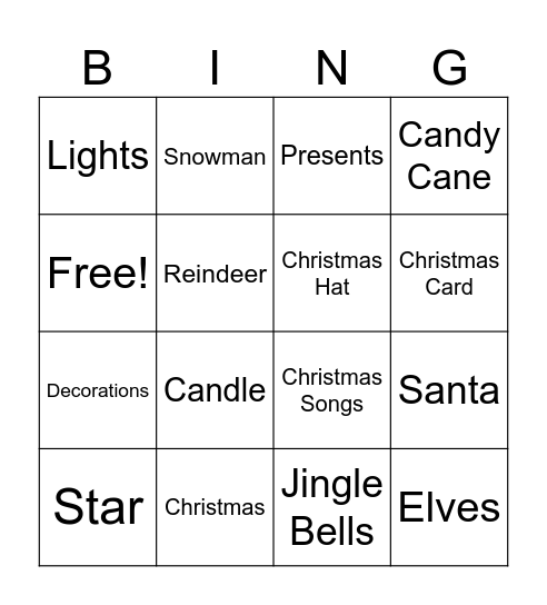 Christmas Bingo Card