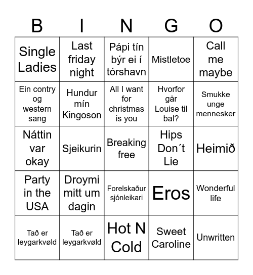 17f Bingo Card