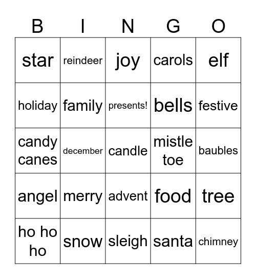 Christmas Bingo! Bingo Card