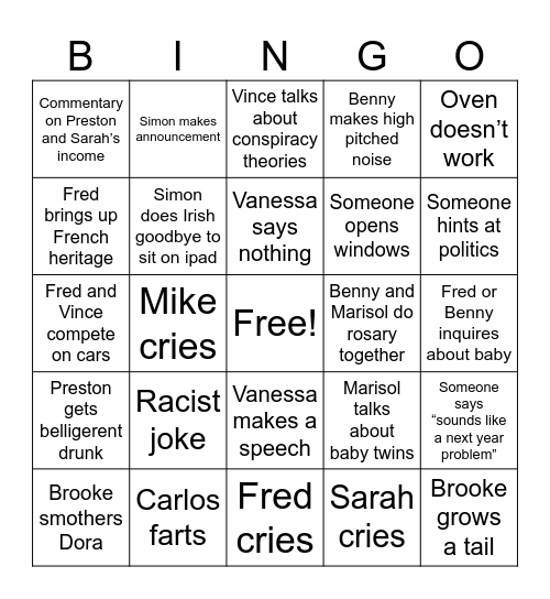 Xmas 2024 Bingo Card