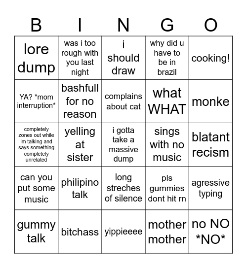 BON Bingo Card