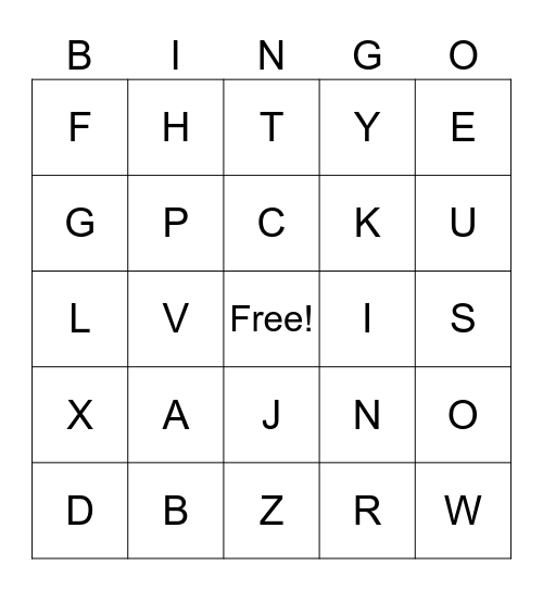 ASL ABC'S Bingo Card