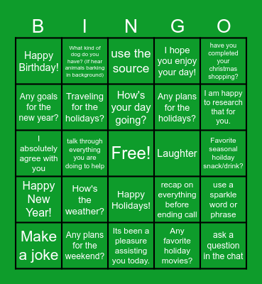 BINGO BINGO BINGO Card