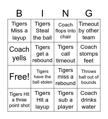 Basketball Bingo Card