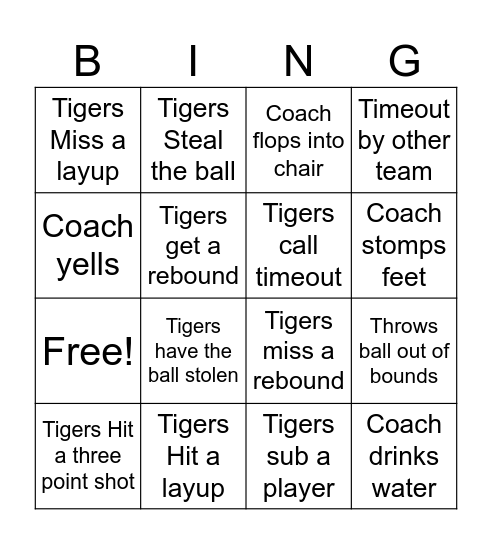 Basketball Bingo Card