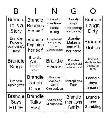 Brandie Bingo Card