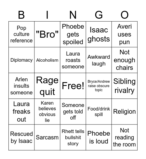 Christmas with Laura Bingo Card