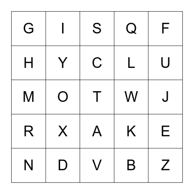ABC Bingo Card