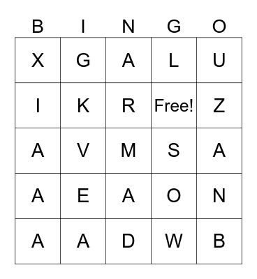 ASL ABC'S Bingo Card