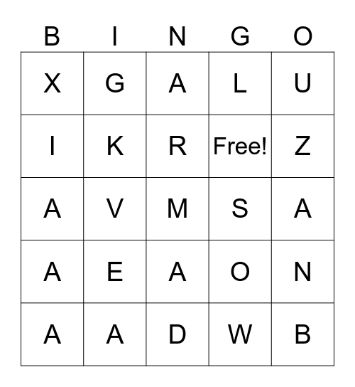 ASL ABC'S Bingo Card