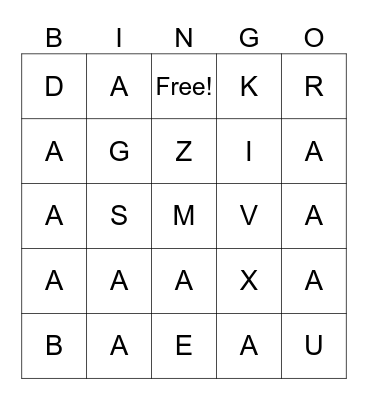 ASL ABC'S Bingo Card