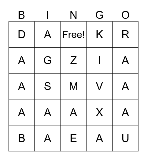 ASL ABC'S Bingo Card