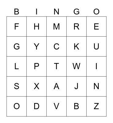 ASL ABC'S Bingo Card