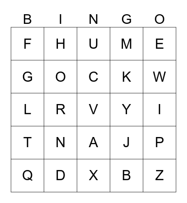 ASL ABC'S Bingo Card