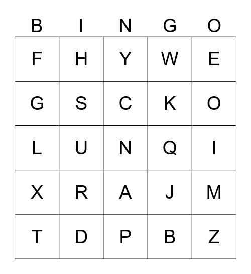 ASL ABC'S Bingo Card