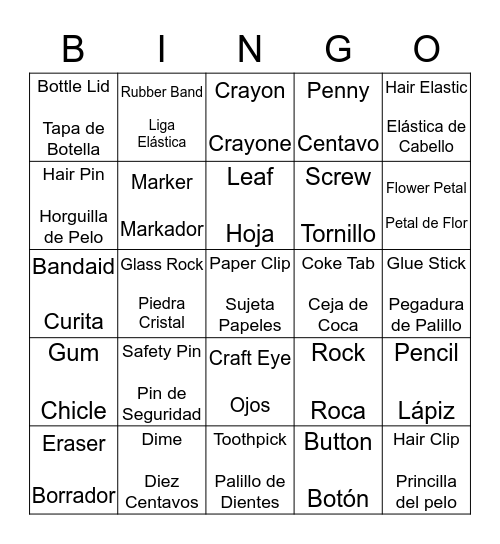 Scavenger Hunt Bingo Card