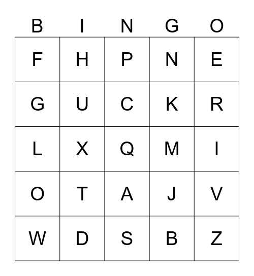 ASL ABC'S Bingo Card