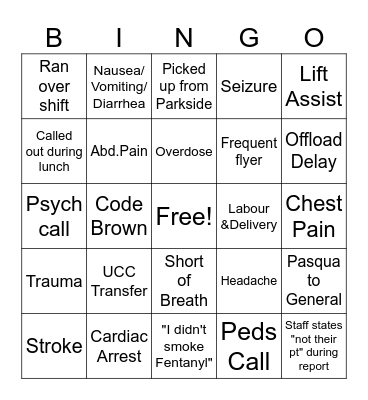 EMS BINGO Card