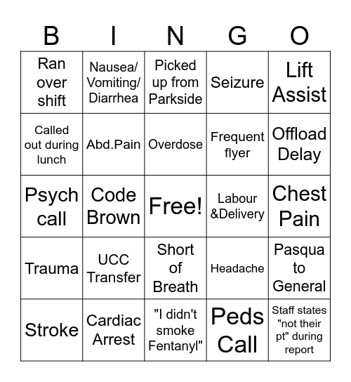 EMS BINGO Card