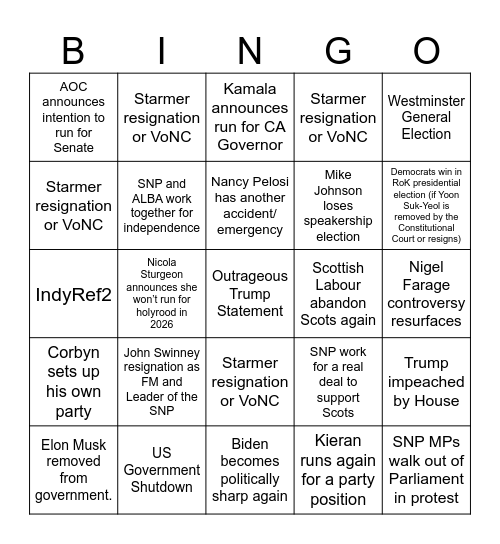 2025 Bingo Card