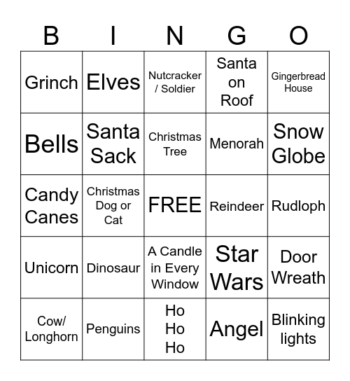 CHRISTMAS CAR RIDE Bingo Card