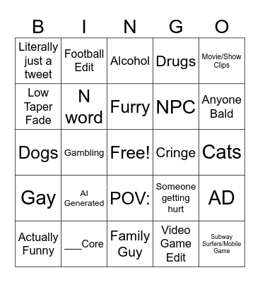 TikTok Bingo Card
