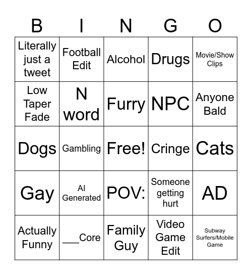 TikTok Bingo Card