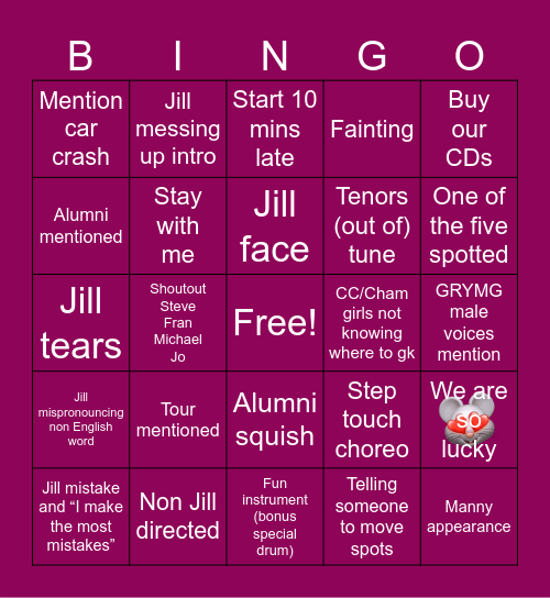 Holiday Concert 2024 Bingo Card