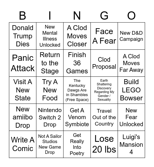 2025 Bingo Card