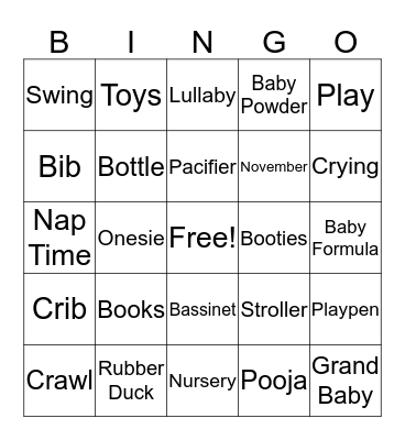 Baby C Bingo! Bingo Card