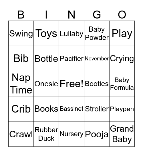Baby C Bingo! Bingo Card
