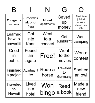 Figtoast 2024 Bingo Card