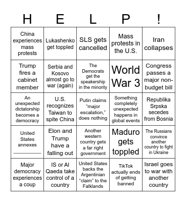 2025 World Bingo Card