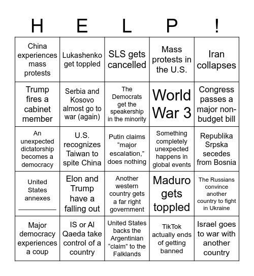 2025 World Bingo Card