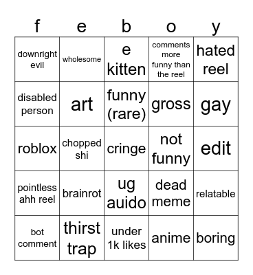 bot comment bingo Card