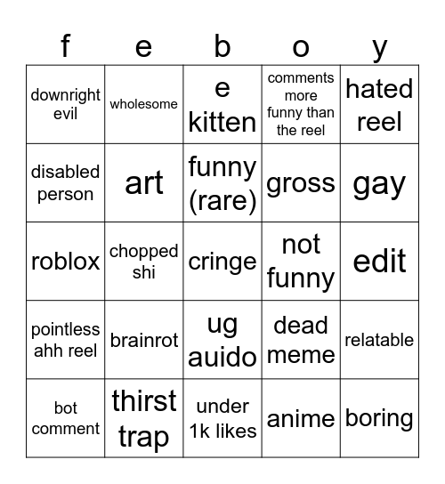 bot comment bingo Card