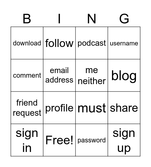 TB3 Bingo Card