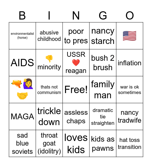 Reagan Bingo Card