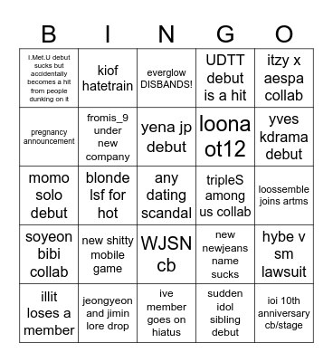 2025 kpop predictions Bingo Card